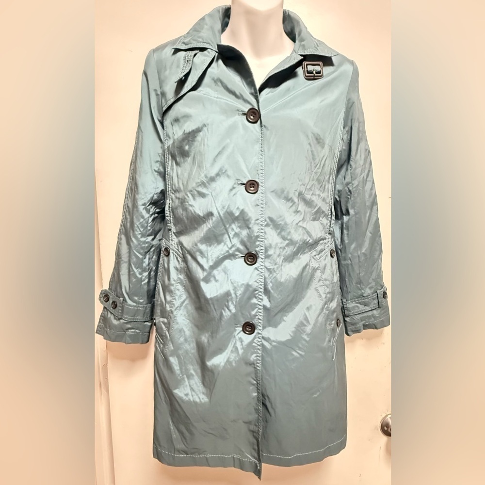 Gallery Metallic Blue/Green Trench Coat